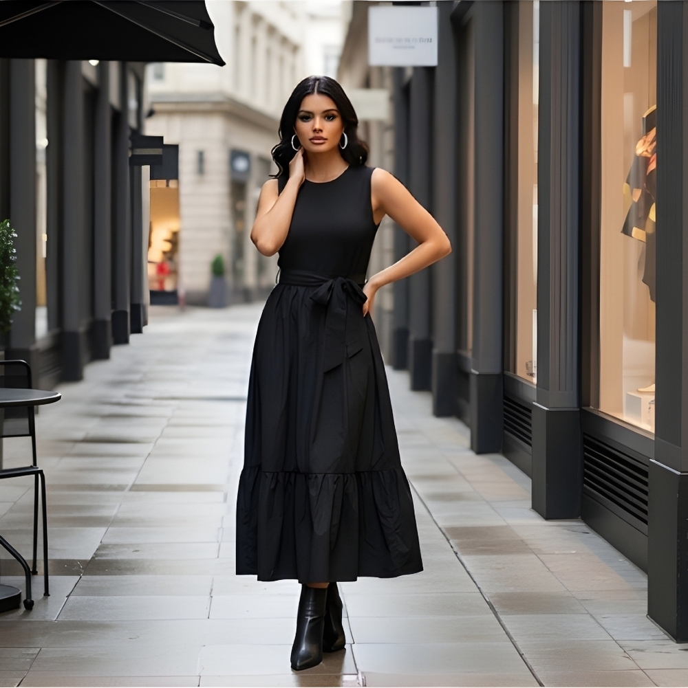 Isaac Mizrahi Black Maxi Dress Size Large